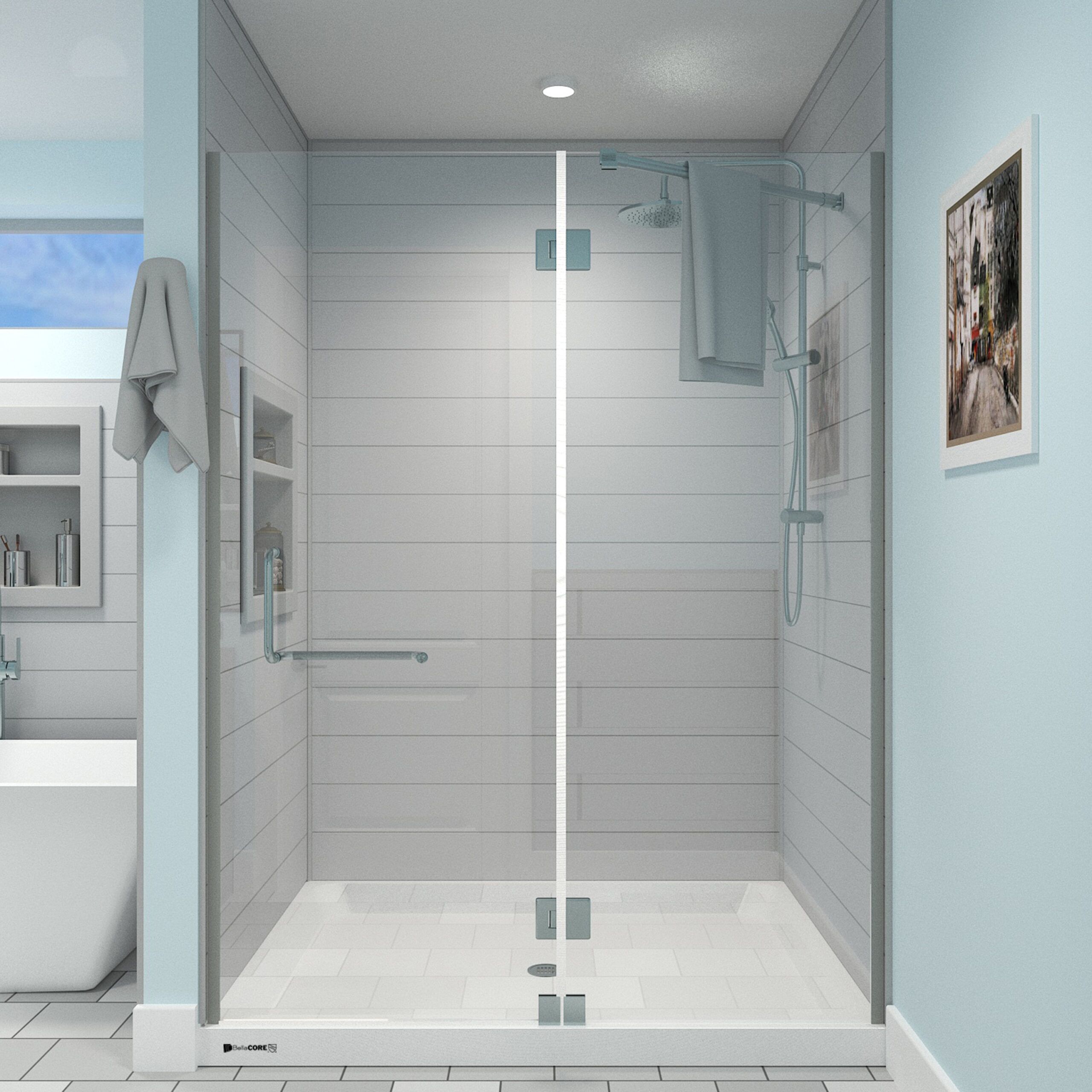 Gray Shiplap Tub and Shower Surround