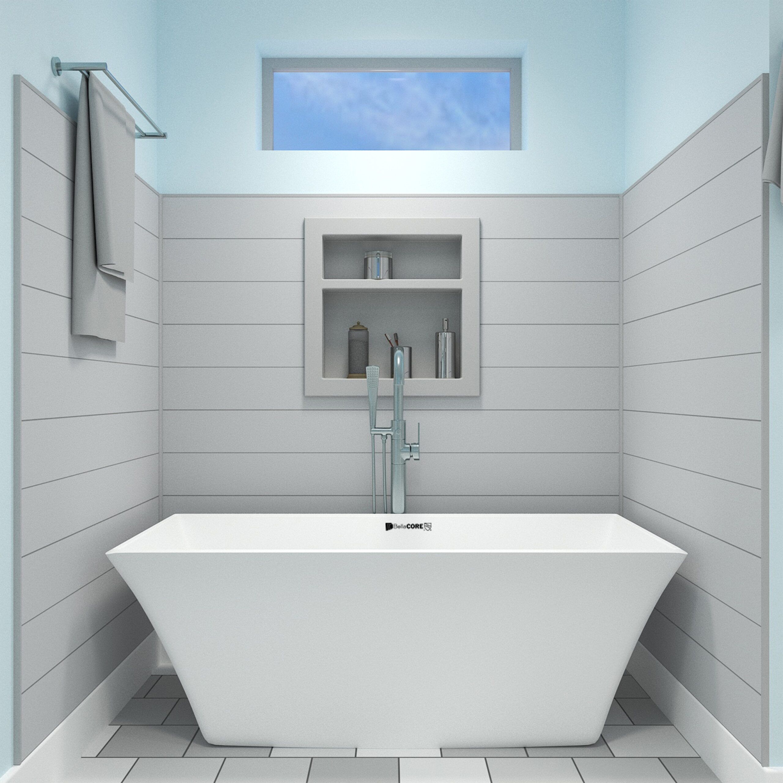 Gray Shiplap Tub and Shower Surround - Image 2