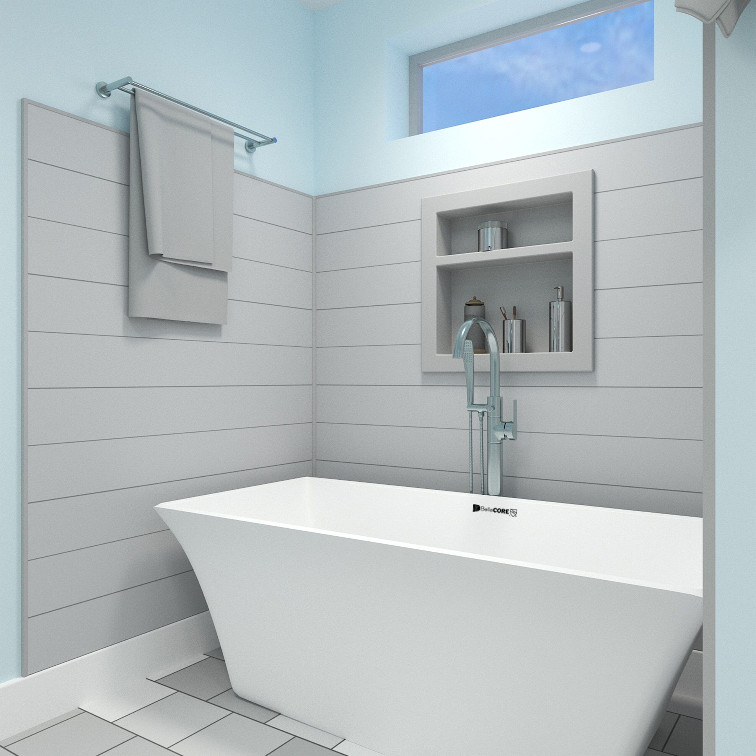 Gray Shiplap Tub and Shower Surround - Image 5