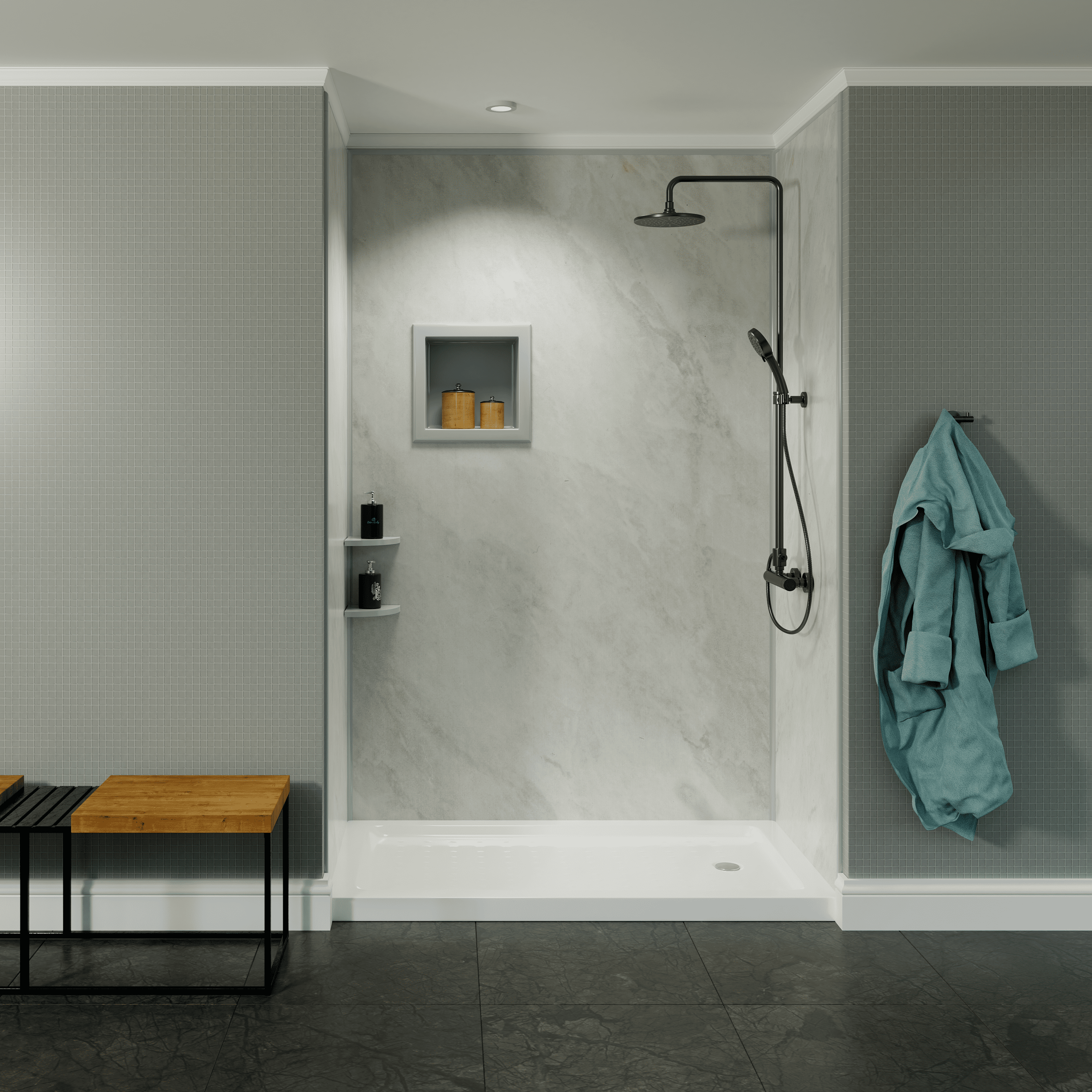 Arctic Mist Poly Tub and Shower Surround