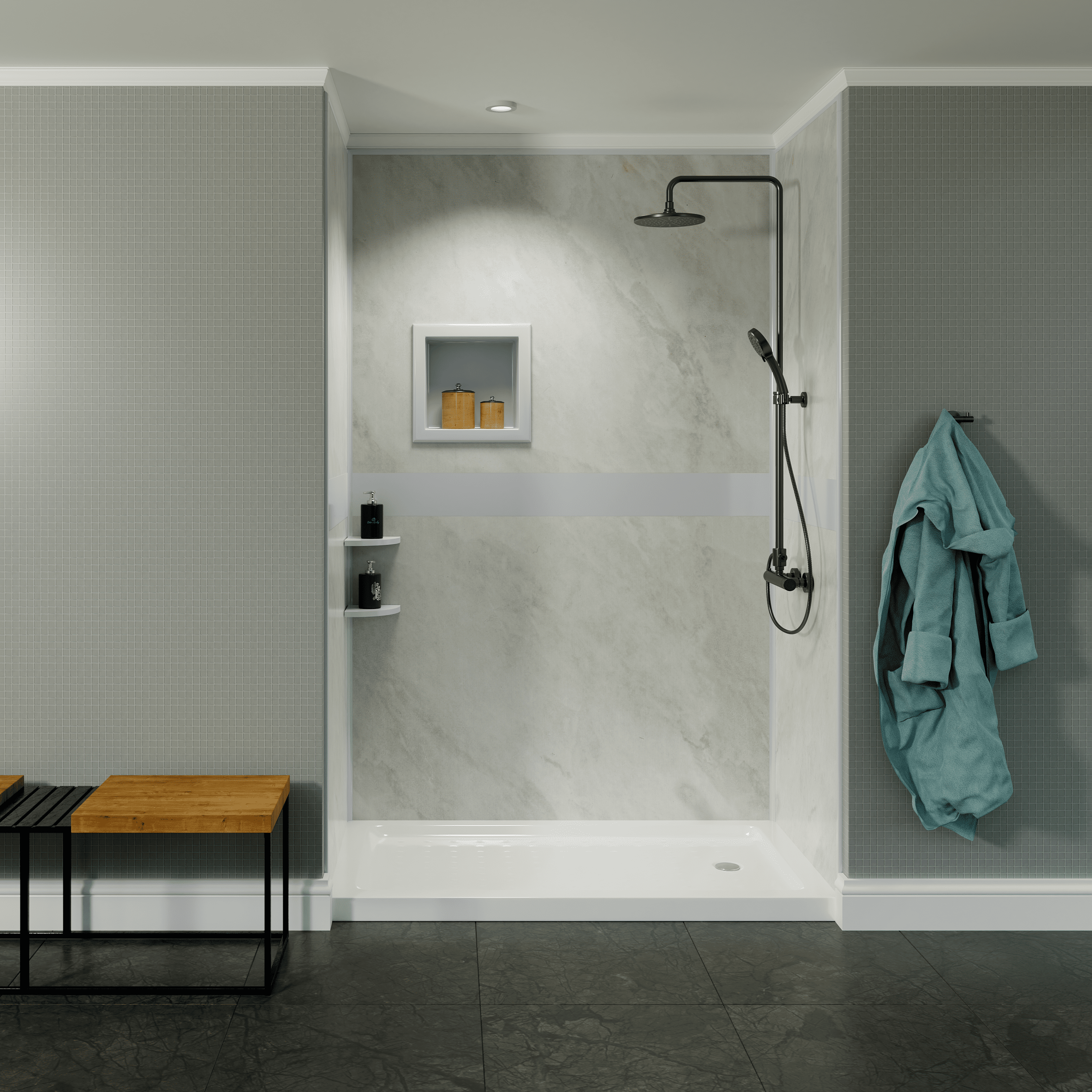 Arctic Mist Poly Tub and Shower Surround - Image 5