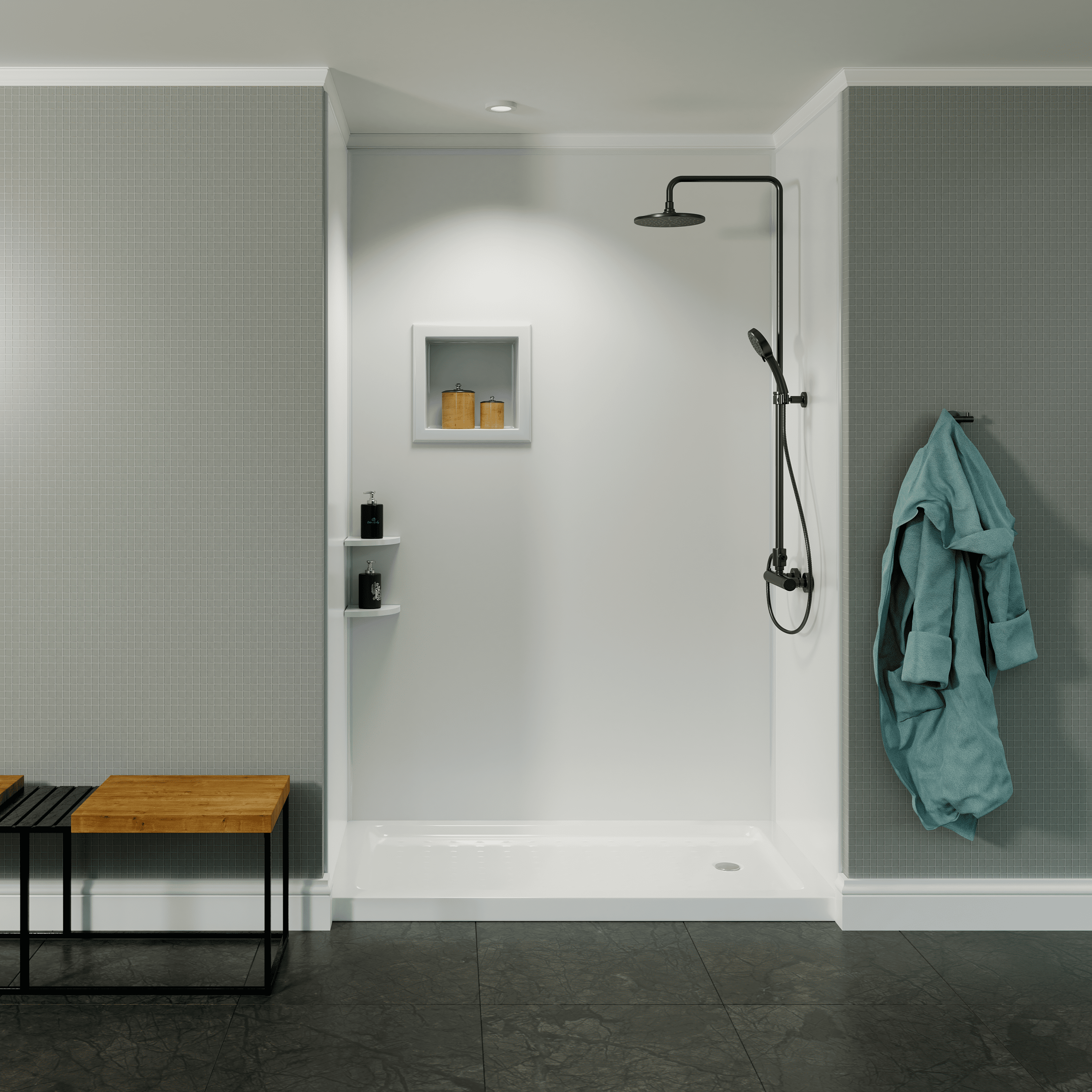 White Poly Tub and Shower Surround