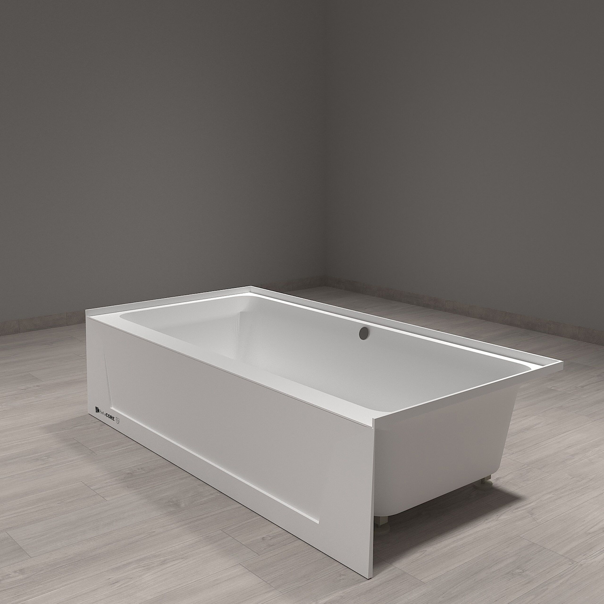 30x60 - Center Drain - Acrylic Alcove Tub - with overflow and adjustable feet - Image 8