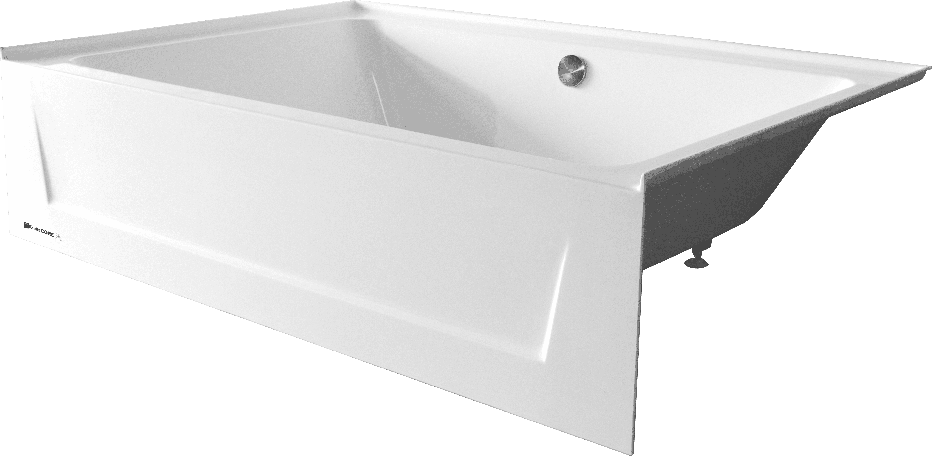 42x60 - Center Drain - Acrylic Alcove Tub - with overflow and adjustable feet - Image 8
