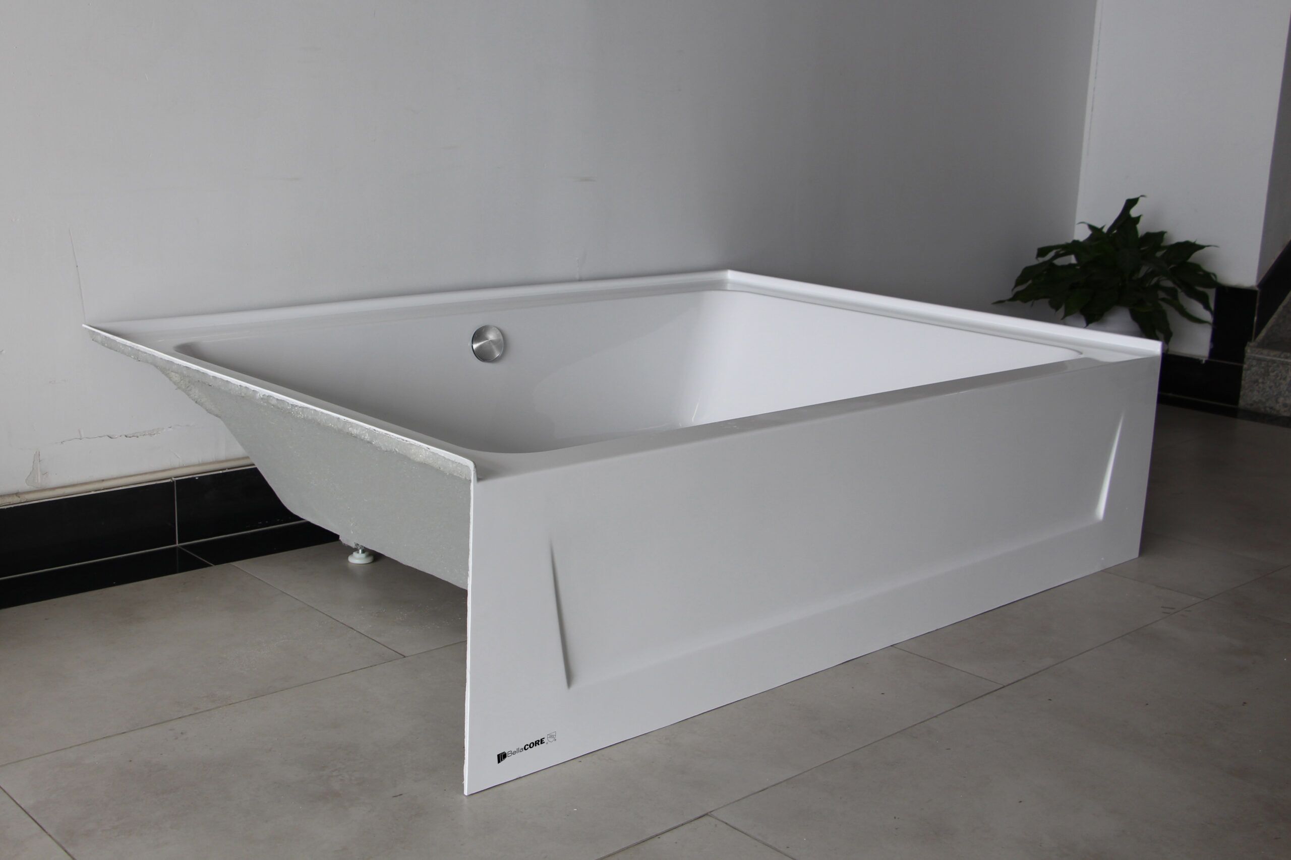 42x60 - Center Drain - Acrylic Alcove Tub - with overflow and adjustable feet