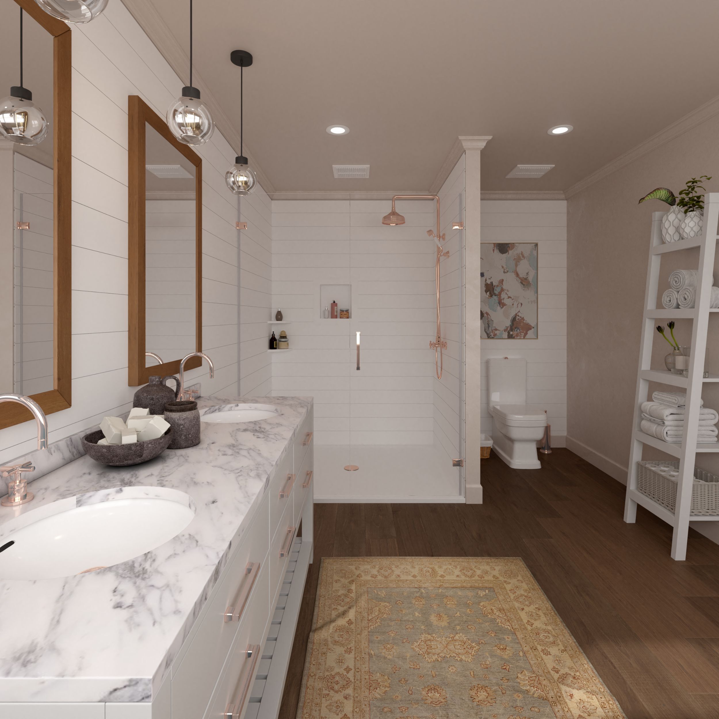 White Shiplap Shower and Tub Surround - Image 4