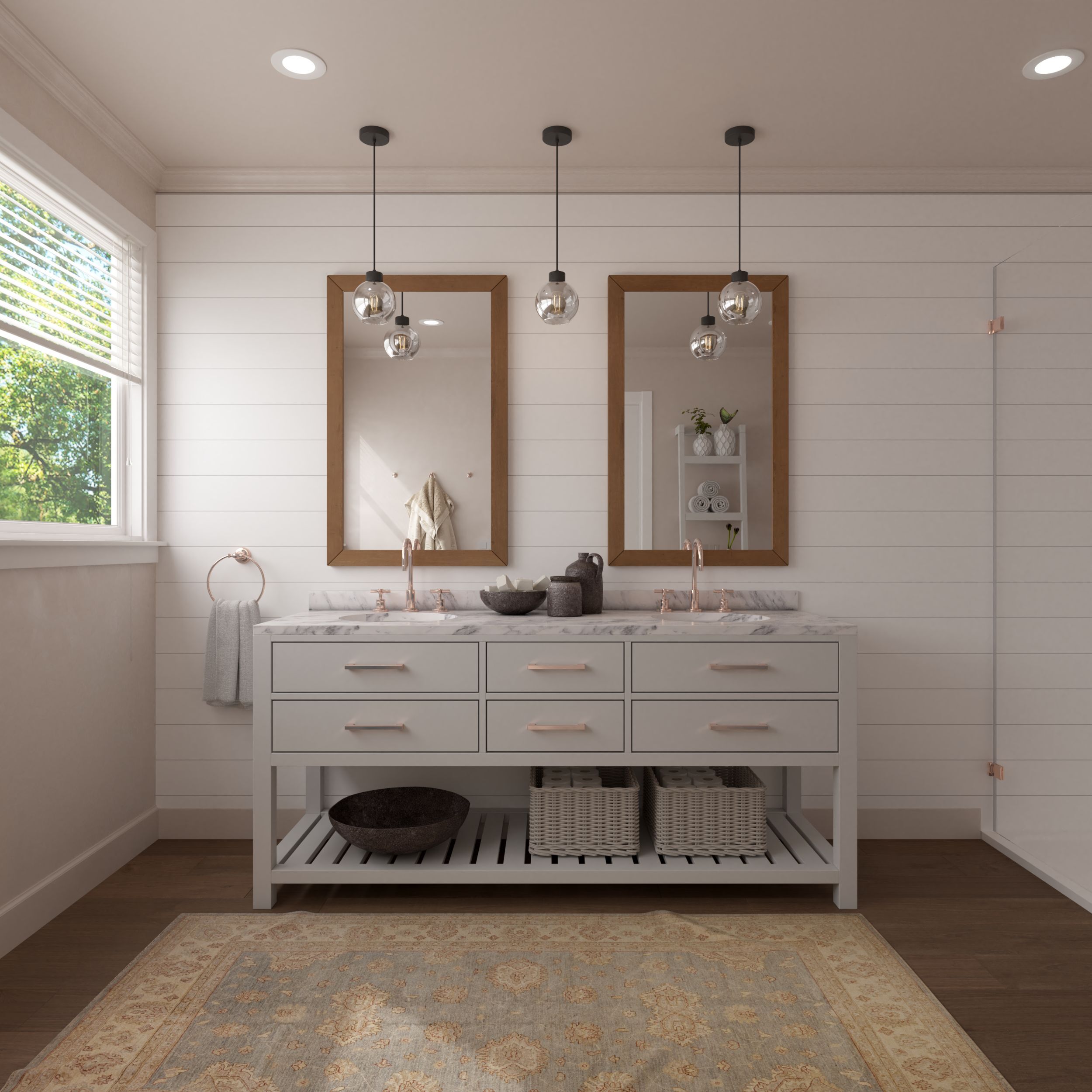 White Shiplap Shower and Tub Surround - Image 5
