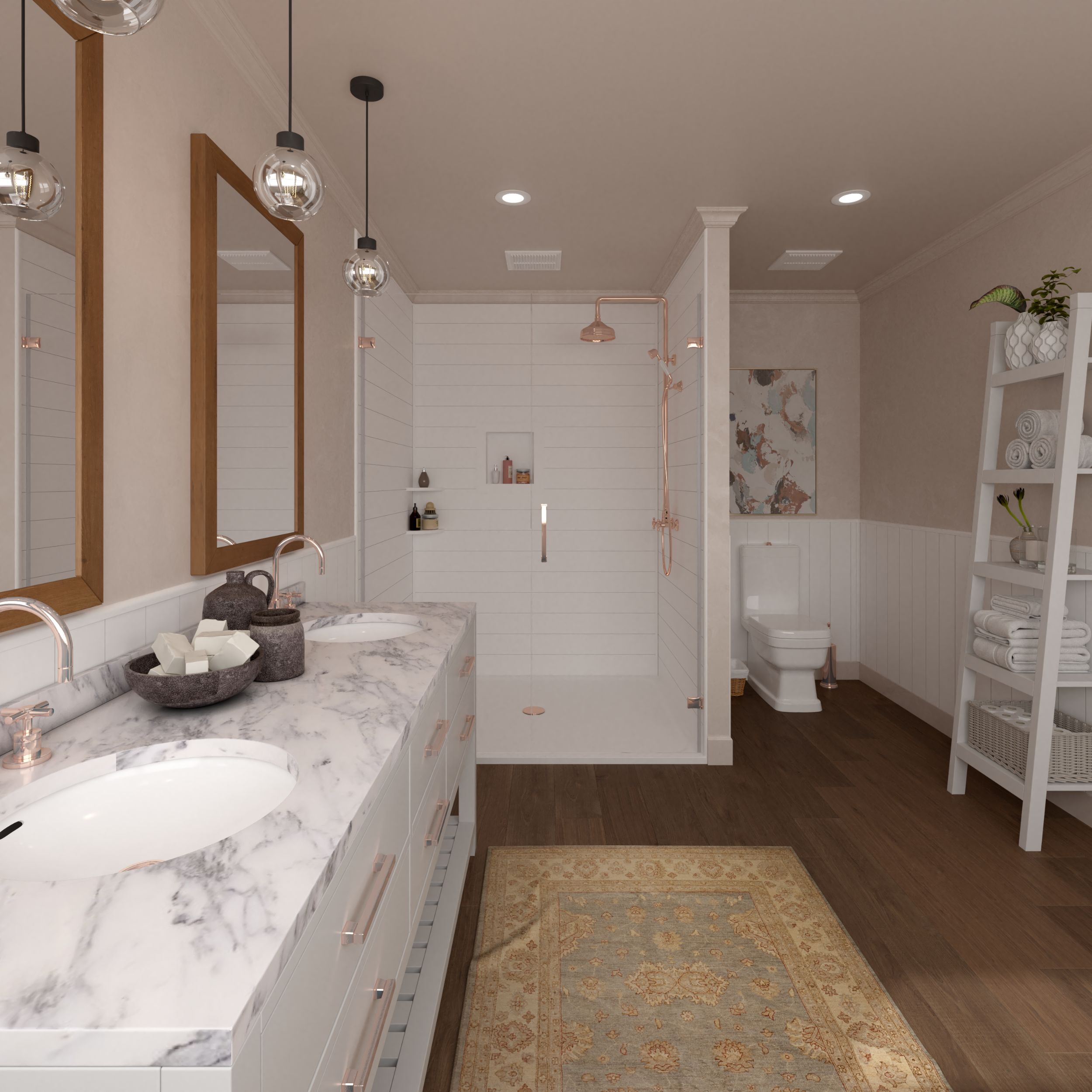 White Shiplap Shower and Tub Surround - Image 6