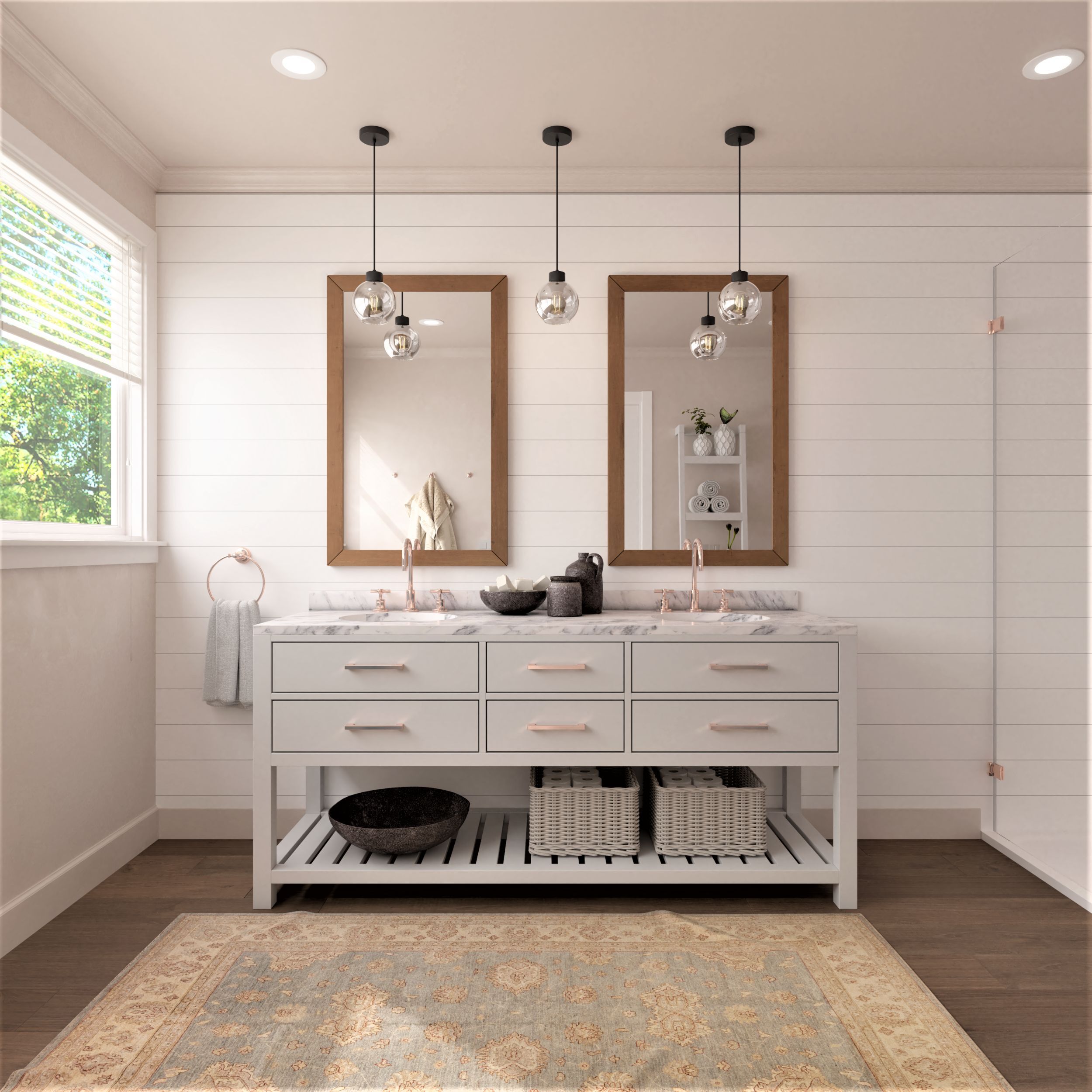 White Shiplap Shower and Tub Surround - Image 3